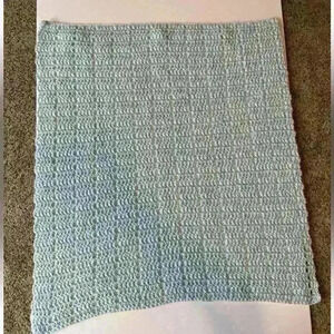 Homemade Baby Blanket Blue/Yellow/White -2 Piece 28 1/2" X 30" And 26" X 28 1/2"